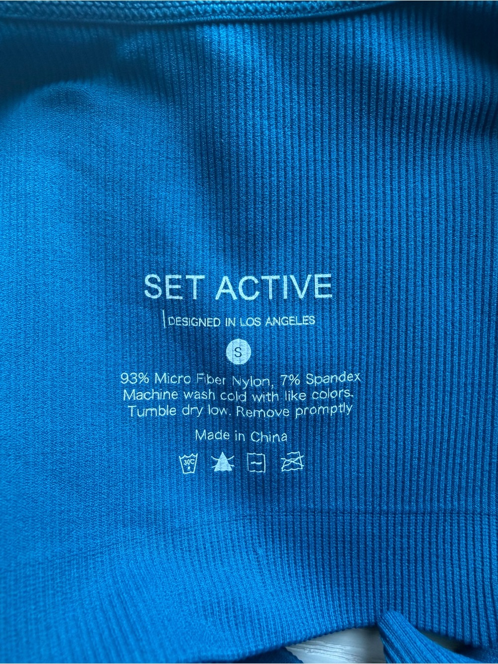 SET Active Teal Ribbed Scoop Crop Top - Picture 5 of 5